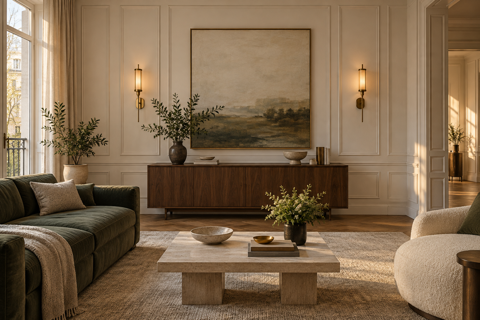 Beaux-Arts în amenajări: simetrie, materiale și dozaj contemporan