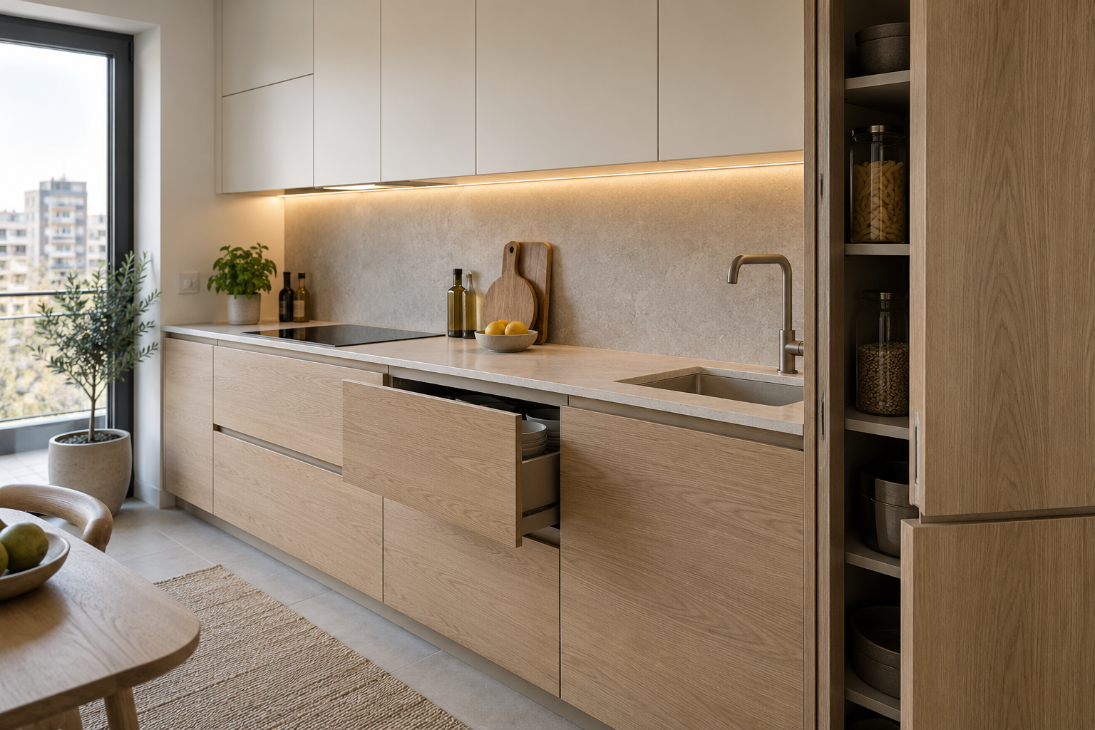 Mânere frezate la mobilierul de bucătărie: aderență, muchii și întreținere