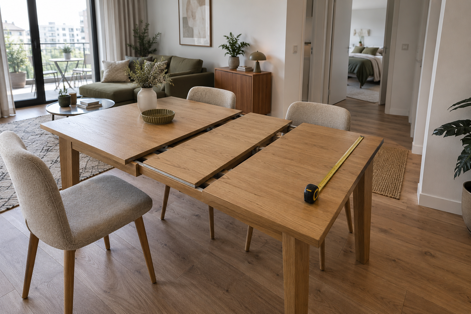 Masă extensibilă pentru apartament: măsurători, mecanisme și circulație