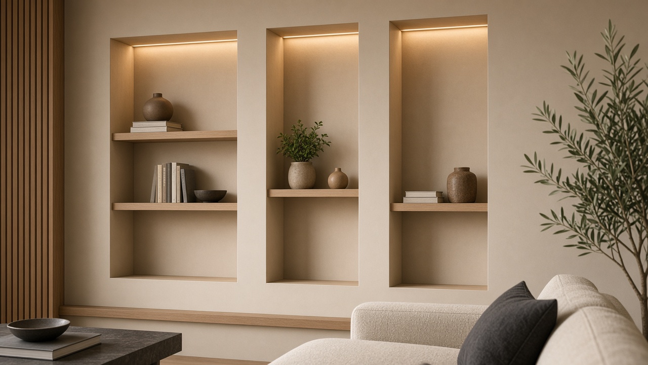 Nișe decorative în perete: idei, dimensiuni corecte și iluminarea care le transformă în punct focal