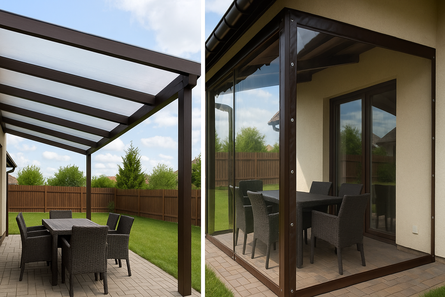 Ce sistem izolează mai bine termic terasa: panourile din policarbonat compact sau folia PVC transparentă?