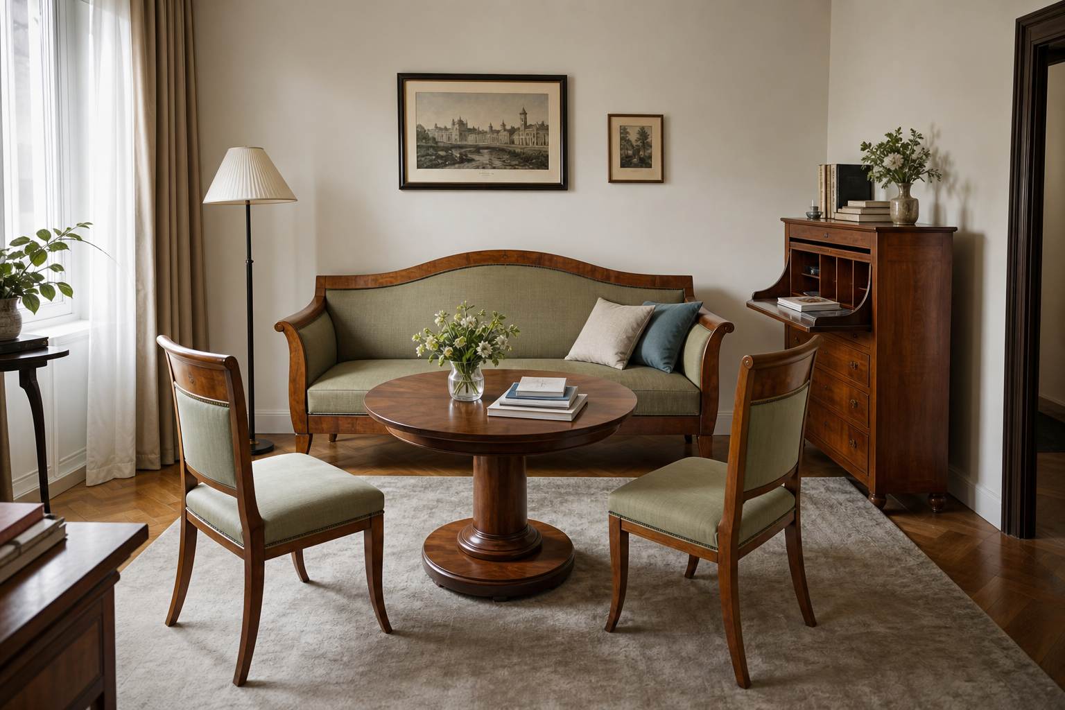 Stilul Biedermeier în amenajări: mobilier, lemn și culori