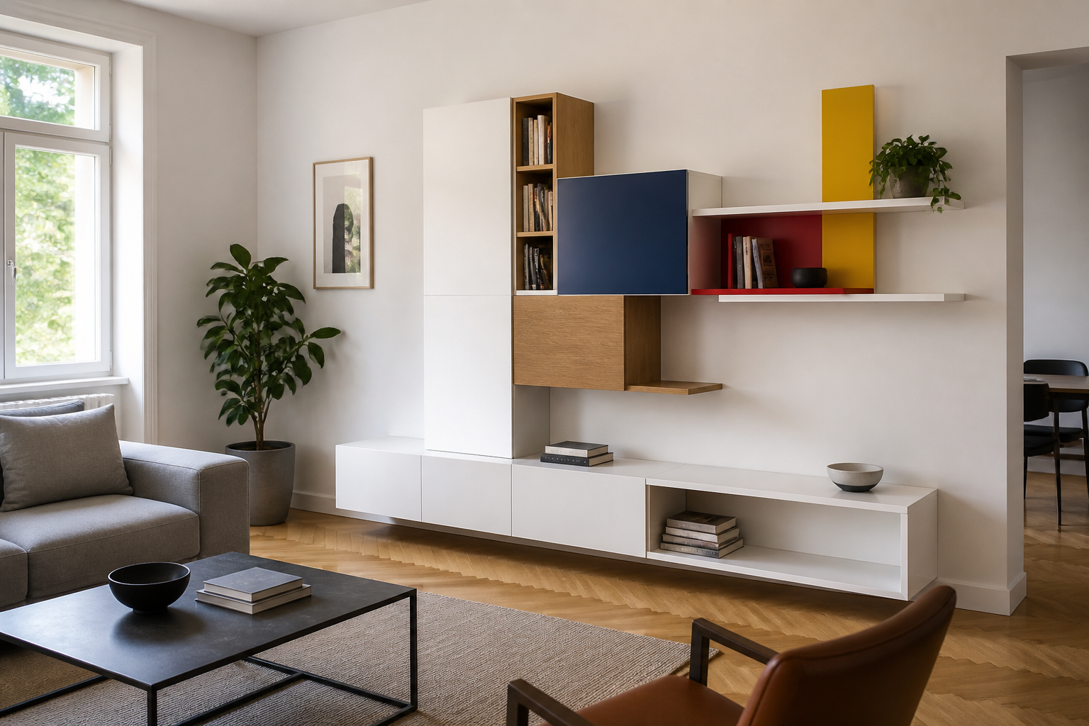 Stilul De Stijl în amenajări: grilă, culori și mobilier