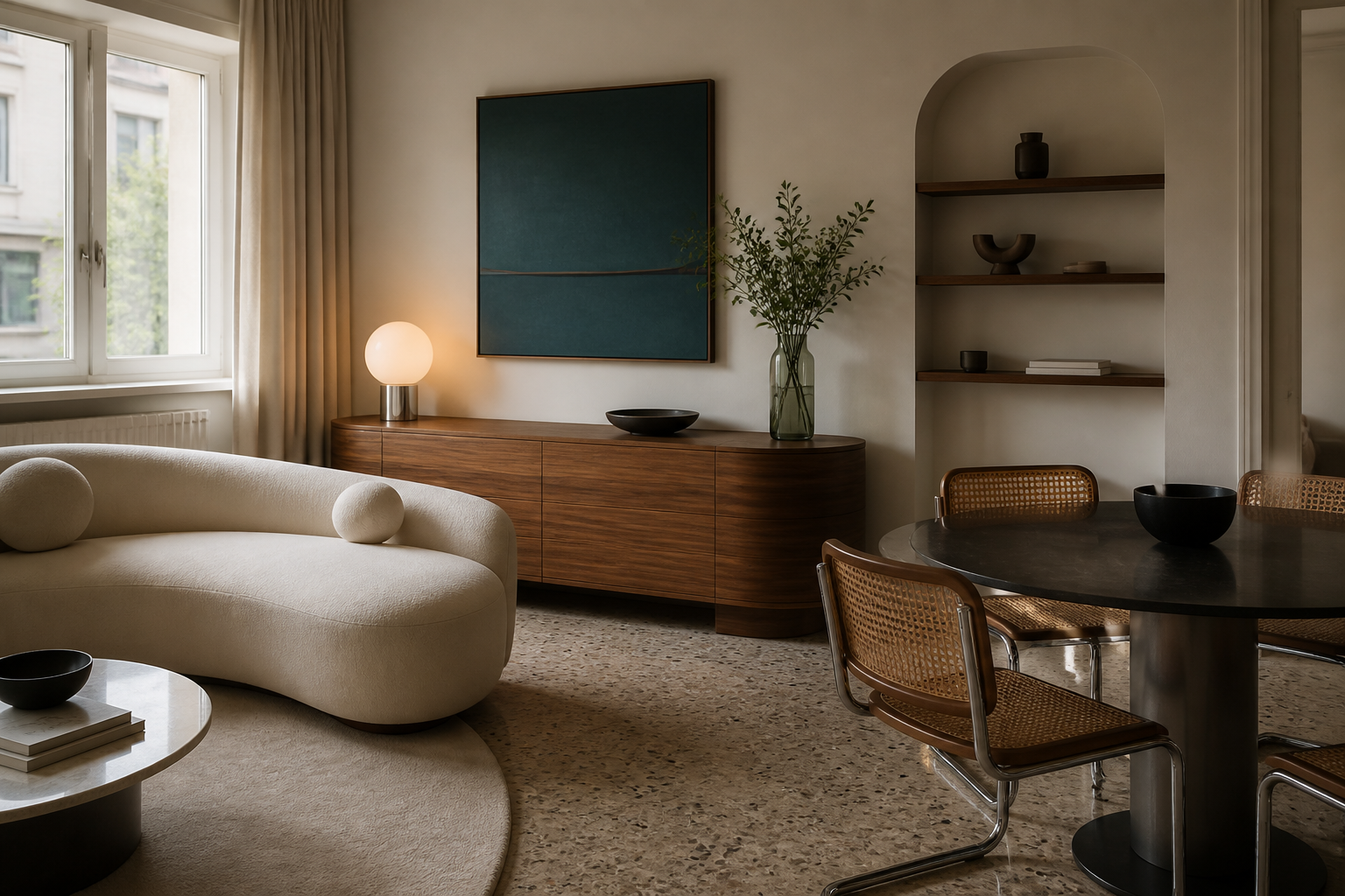 Stilul Streamline Moderne în amenajări: curbe, crom și linii orizontale